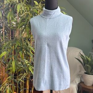 Light Blue Sleeveless Turtleneck Sweater